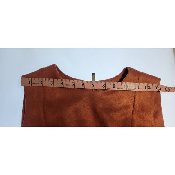 Andrew Marc New York Faux Leather Sheath Dress Brown Sleeveless Women’s Size 12 - Picture 10 of 16